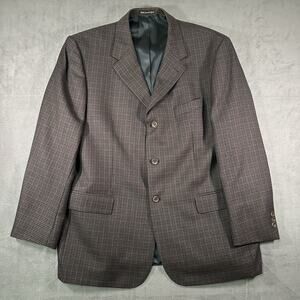 Fenzia Blazer Brown Men Size 44R Wool Houndstooth Classic Formal